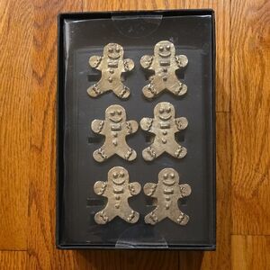 Tahari Home Gingerbread Man Napkin Rings - Set of 6 NEW